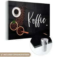 MuchoWow Glasschilderij 30x20 cm - Schilderij acrylglas - Spreuken - Koffie - Quotes - Foto op glas - Schilderijen