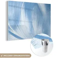 MuchoWow Glasschilderij 60x40 cm - Schilderij acrylglas - Blauw - Acrylverf - Design - Foto op glas - Schilderijen