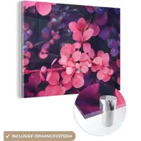 MuchoWow Glasschilderij 80x60 cm - Schilderij acrylglas - Bloemen - Paars - Natuur - Foto op glas - Schilderijen