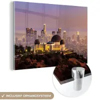 MuchoWow Glasschilderij 90x60 cm - Schilderij acrylglas - Los Angeles - Skyline - Architectuur - Foto op glas - Schilderijen