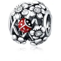 Fler | Bedel | Past op populaire bedel armbanden (standaard-3mm) | armbandbedel | lieveheersbeestje | Geluk | Tuin | Zirkonia | Bedel Charm | 925 Sterling Zilver | Armband Kraal | Cadeau |
