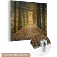 MuchoWow Glasschilderij 90x90 cm - Schilderij acrylglas - Pad - Bomen - Bos - Foto op glas - Schilderijen
