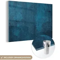 MuchoWow Glasschilderij 120x80 cm - Schilderij acrylglas - Natuursteen - Beton - Steen - Blauw - Foto op glas - Schilderijen