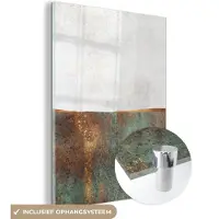 MuchoWow Glasschilderij 30x40 cm - Schilderij acrylglas - Abstract - Luxe - Goud - Foto op glas - Schilderijen