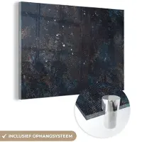 MuchoWow Glasschilderij 90x60 cm - Schilderij acrylglas - Leisteen - Grijs - Beton - Industrieel - Foto op glas - Schilderijen