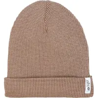 Lodger muts Beanie Ciumbelle donkerbeige Jongens/Meisjes Katoen Effen - maat 0-6 mnd