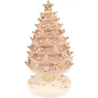 Clayre & Eef Muziekdoos Kerstboom 20 cm Roze Polyresin Kerstdecoratie Beeld Roze Kerstdecoratie Beeld