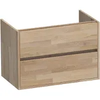 Brauer Adore Onderkast 80cm 2 Lades Massief Eiken - Vingerlas Eiken Grijs - Badkamermeubels - Wastafelonderkasten - 8720359331526