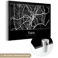MuchoWow Glasschilderij 180x120 cm - Schilderij acrylglas - Kaart - Tokio - Stadskaart - Plattegrond - Tokyo - Foto op glas - Schilderijen