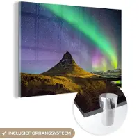 MuchoWow Glasschilderij 180x120 cm - Schilderij acrylglas - Aurora - Noorderlicht - Nacht - Foto op glas - Schilderijen