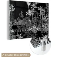 MuchoWow Glasschilderij 160x120 cm - Schilderij acrylglas - Palm - Jungle - Tropical - Foto op glas - Schilderijen