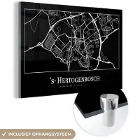 MuchoWow Glasschilderij 180x120 cm - Schilderij acrylglas - Plattegrond - 's-Hertogenbosch - Stadskaart - Kaart - Foto op glas - Schilderijen