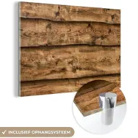 MuchoWow Glasschilderij 180x120 cm - Schilderij acrylglas - Planken - Rustiek - Hout - Foto op glas - Schilderijen