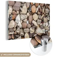 MuchoWow Glasschilderij 180x120 cm - Schilderij acrylglas - Grind - Stenen - Natuur - Foto op glas - Schilderijen