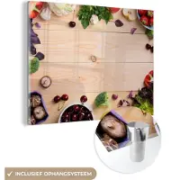MuchoWow Glasschilderij 160x120 cm - Schilderij acrylglas - Fruit - Aardbeien - Paprika - Keuken - Foto op glas - Schilderijen