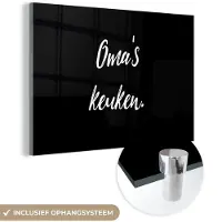 MuchoWow Glasschilderij 180x120 cm - Schilderij acrylglas - Koken - Quotes - Grootmoeder - Spreuken - Oma's keuken - Foto op glas - Schilderijen
