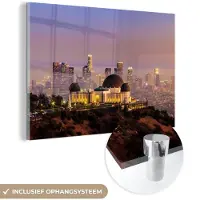 MuchoWow Glasschilderij 180x120 cm - Schilderij acrylglas - Los Angeles - Skyline - Architectuur - Foto op glas - Schilderijen