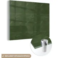 MuchoWow Glasschilderij 160x120 cm - Schilderij acrylglas - Leer - Groen - Dierenhuid - Foto op glas - Schilderijen