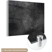 MuchoWow Glasschilderij 160x120 cm - Schilderij acrylglas - Beton - Structuur - Retro - Zwart - Grijs - Rustiek - Foto op glas - Schilderijen