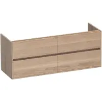 Brauer Adore Onderkast 2 Lades - 2 Uitsparingen - 119x45,5cm - Massief Eiken - Lamellen Eiken Naturel - Badkamermeubels, Wastafelonderkasten
