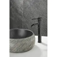 Saniclear Bamboo hoge wastafelkraan met waterval uitloop zwart