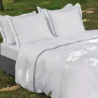 Dommelin Dekbedovertrek Cortina Wit-Antraciet Percal-240 x 200 / 220 cm | Lits-Jumeaux
