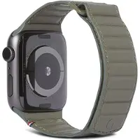 Decoded Magnet Strap echt lederen bandje voor Apple Watch Series 1-10 / SE / Ultra (2) - 42/44/45/46/49 mm - Olive