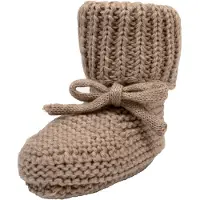 Lodger gebreide baby slofjes beige Jongens/Meisjes Katoen Effen - maat 0-6 mnd