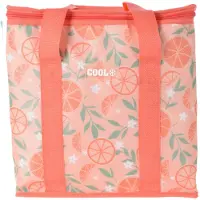 Excellent houseware Medium size koeltas voor lunch Hawaii fruit thema oranje/creme 34 x 16 x 36 cm 16 liter - Koeltas