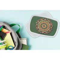 MuchoWow Broodtrommel Wit - Lunchbox - Brooddoos - Mandala - Hippie - Bloemen - Oranje - 18x12x6 cm - Volwassenen