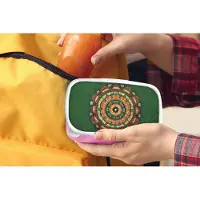 MuchoWow Broodtrommel Roze - Lunchbox - Brooddoos - Mandala - Hippie - Bloemen - Oranje - 18x12x6 cm - Kinderen - Meisje
