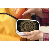 MuchoWow Broodtrommel Wit - Lunchbox - Brooddoos - Mandala - Goud - Bohemian - Luxe - 18x12x6 cm - Volwassenen