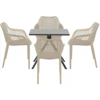 Garden Impressions Air XL tuinset 5-delig taupe - Rimini tuintafel 80x80 cm