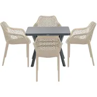 Garden Impressions Air XL tuinset 5-delig taupe - Mina tuintafel 90x90 cm