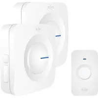 Elro DB3000 Draadloze Deurbel Set – met 2x Ontvanger op batterij - Bereik 300 meter - IP65 Waterdicht - 64 Melodieën - Wit