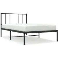 vidaXL Bedframe met hoofdbord metaal zwart 107x203 cm