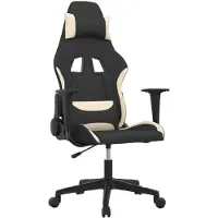 vidaXL Gamestoel stof zwart en crème