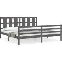 vidaXL Bedframe met hoofdbord massief hout grijs 200x200 cm
