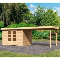 Karibu | Tuinhuis Askola 4 met Overkapping 2,8 | Onbehandeld