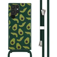 IMoshion Siliconen design hoesje met koord voor de Samsung Galaxy S22 Ultra - Avocado Green