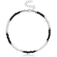 LGT JWLS Bohemian stijl Kralen Enkelbandje - Zwart Wit