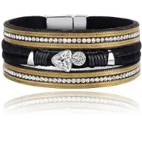 Deja Jewels Boho Armband met Meerdere Lagen - Triangle Zwart