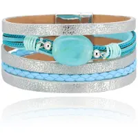 Deja Jewels Layered Armband Vintage met Steen - Lichtblauw