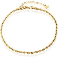 LGT JWLS Enkelband Rope Goudkleurig - 3mm