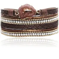 Deja Jewels Bruine Multilayer Armband met Steen