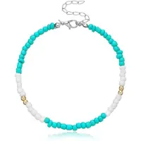LGT JWLS Bohemian stijl Kralen Enkelbandje - Blauw Wit