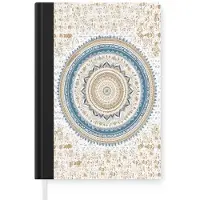 MuchoWow Notitieboek - Schrijfboek - Mandala - Blauw - Bohemian - Wit - Design - Notitieboekje klein - A5 formaat - Schrijfblok