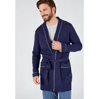 Damart - Badjas van tricot met honingraatpatroon - Heren - Blauw - XL