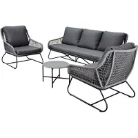 AVH-Collectie Portofino stoel bank loungeset 4 delig antraciet rope