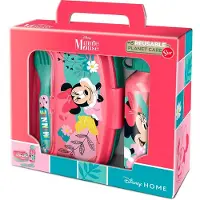 Disney Minnie Mouse Set Met Broodtrommel Drinkfles En Bestek 4 Stukken